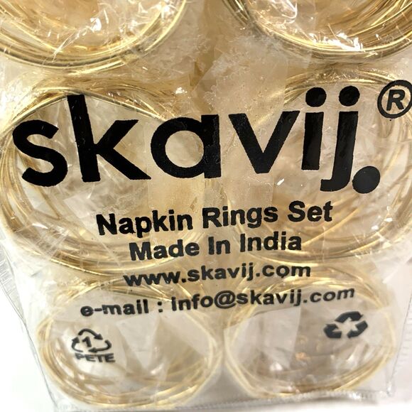 12-Pc Skavij Napkin Rings Set Made in India Gold Metal Rings New Orig Package - Picture 3 of 6